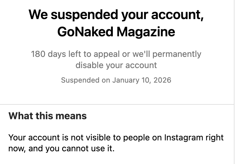 RIP GoNaked Instagram