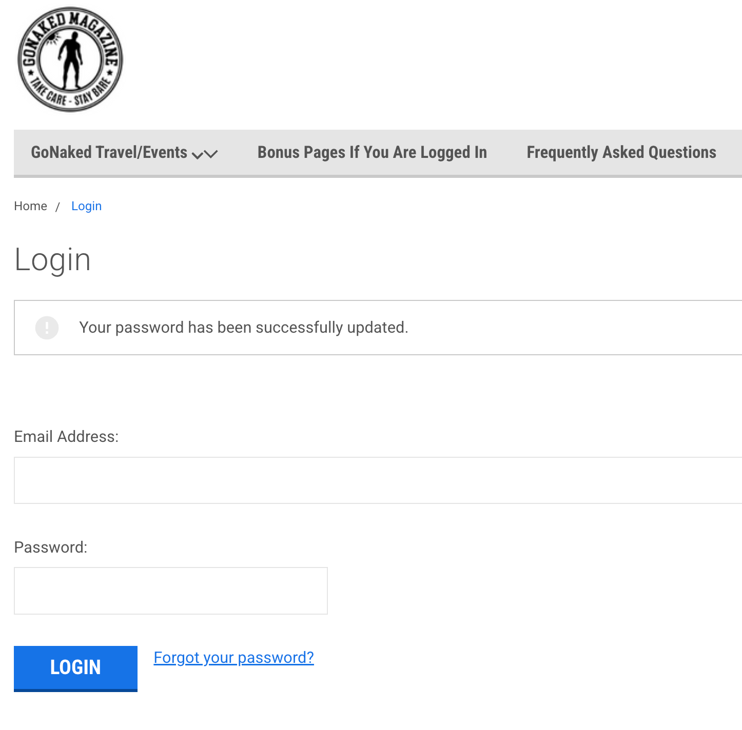 You Can Change Your Own Password for GoNaked Magazine