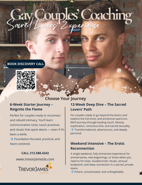 Reignite, Deepen, or Rediscover Your Connection: Sacred Lovers Gay Couples’ Coaching